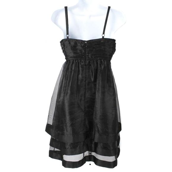 MAX & CLEO Black Mesh Overlay Empire Waist Babydoll Dress Size Women's 6 - Picture 3 of 5